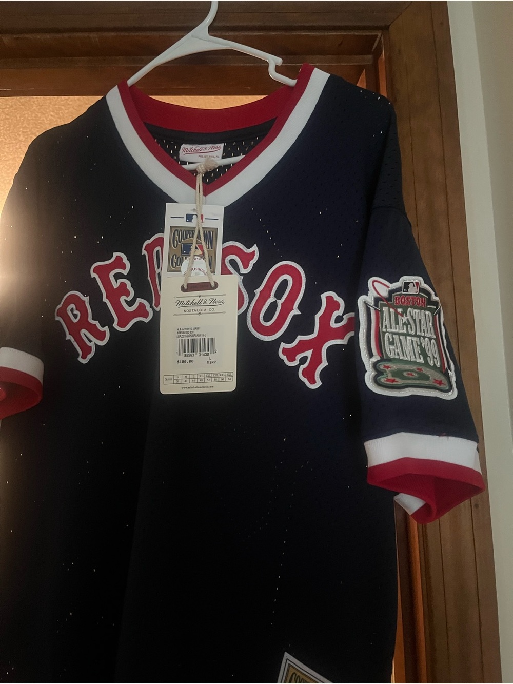 Mitchell & Ness Navy Red Sox Mesh Jersey with Red & White Trim Pedro Martinez - Picture 2 of 3